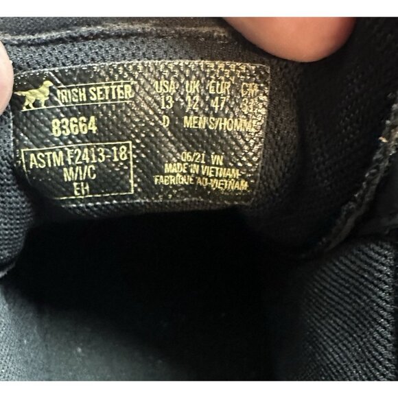 Red Wing Irish Setter Black Steel Toe Work Boots 6" Mens 13 D/M 83664 Kittson - Picture 10 of 10